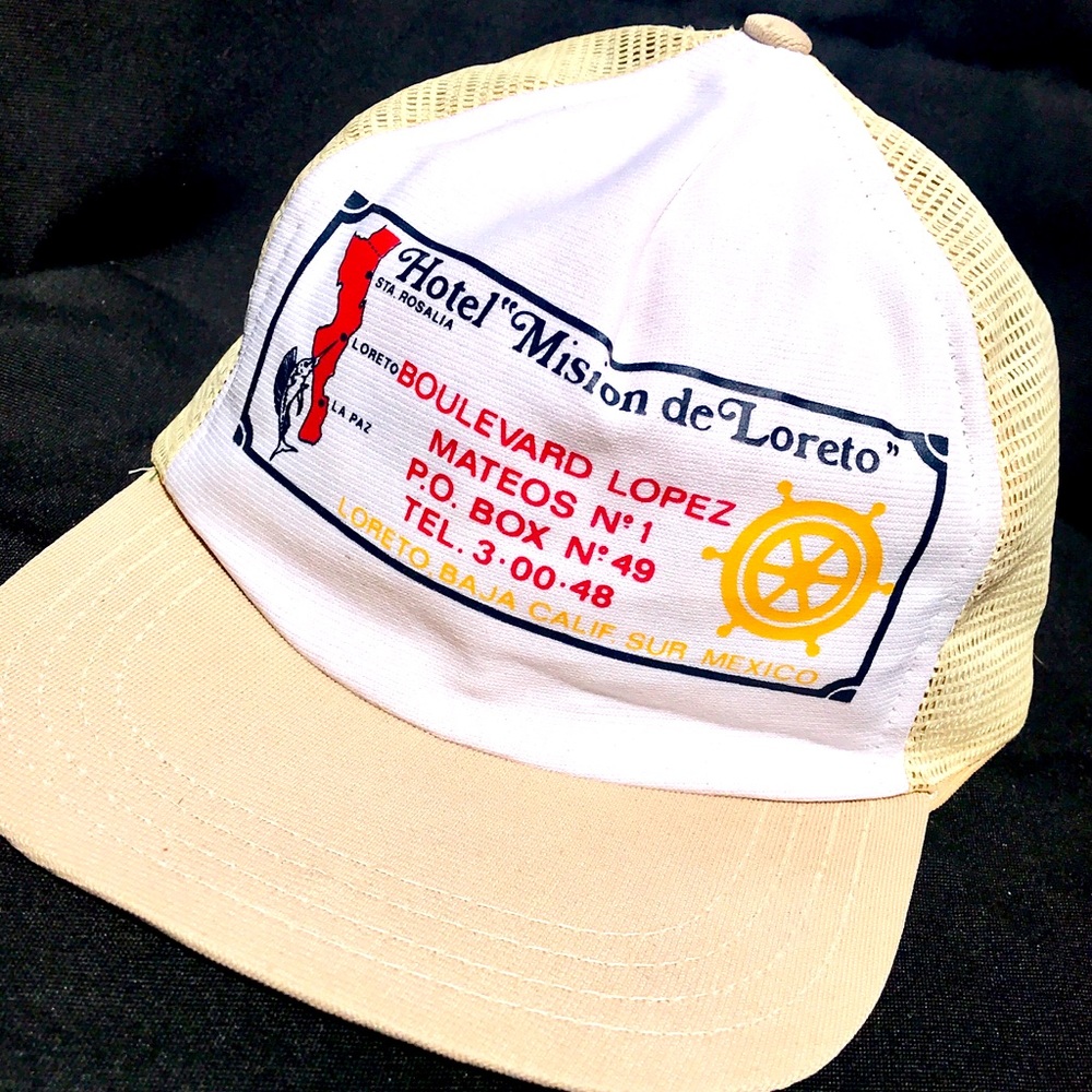Vtg 1970s Mesh SnapBack Hat Baja California Hotel